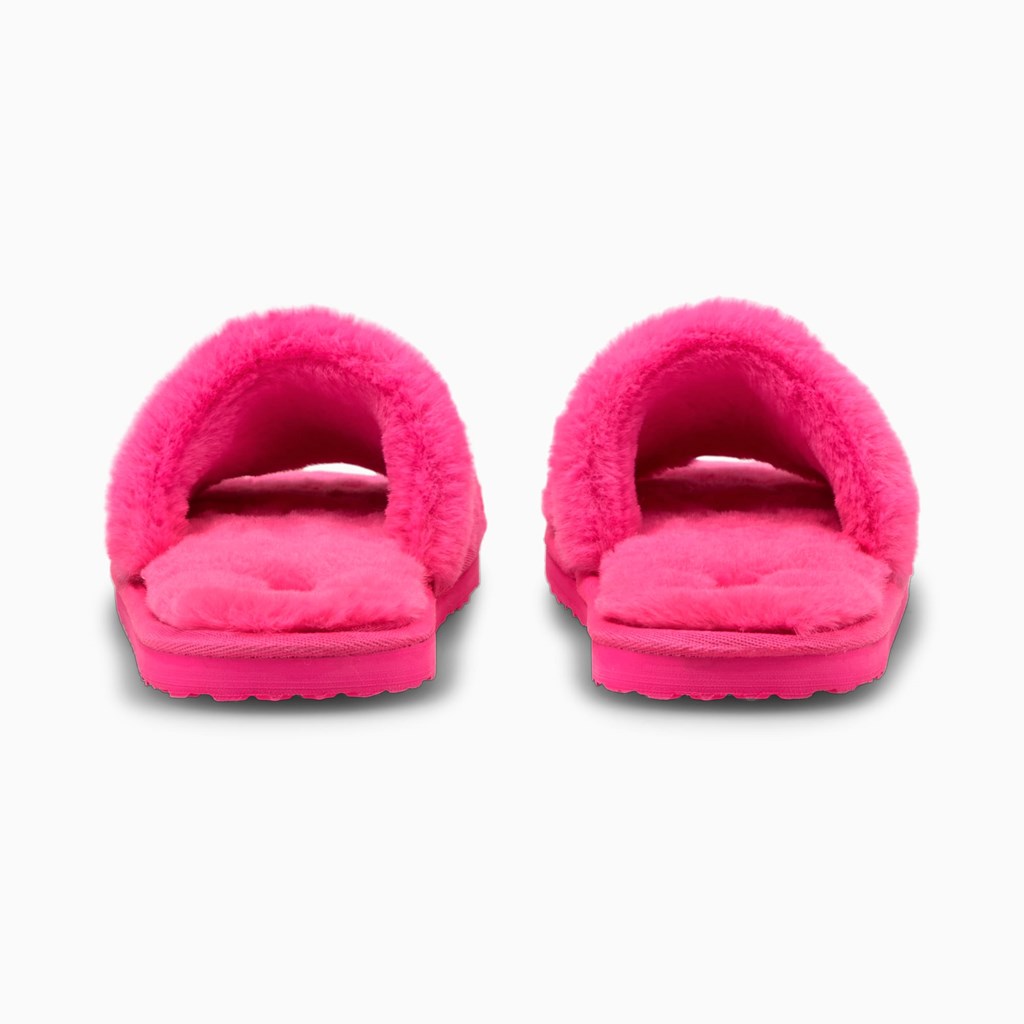 Fluo Pink / White Puma Fluff Slide Jr Girls' Sneakers | 1480VOSGN