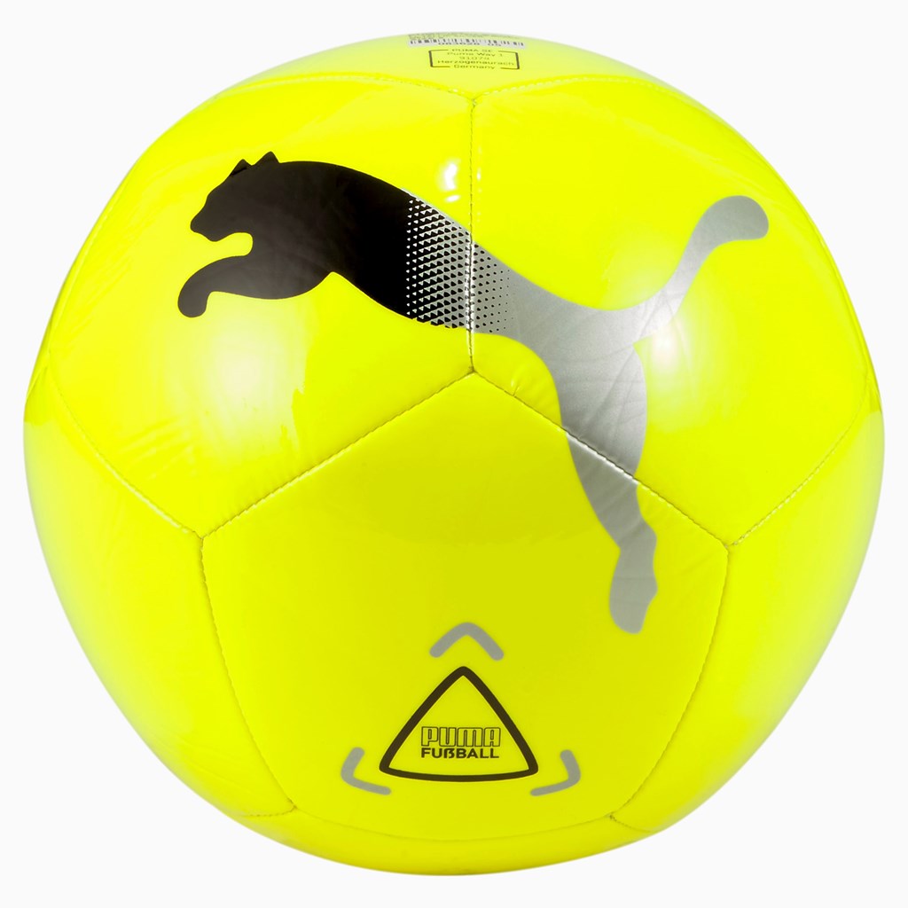 Fluo Yellow / Black / Metallic Silver Puma Icon Men's Ball | 6420WOIMZ