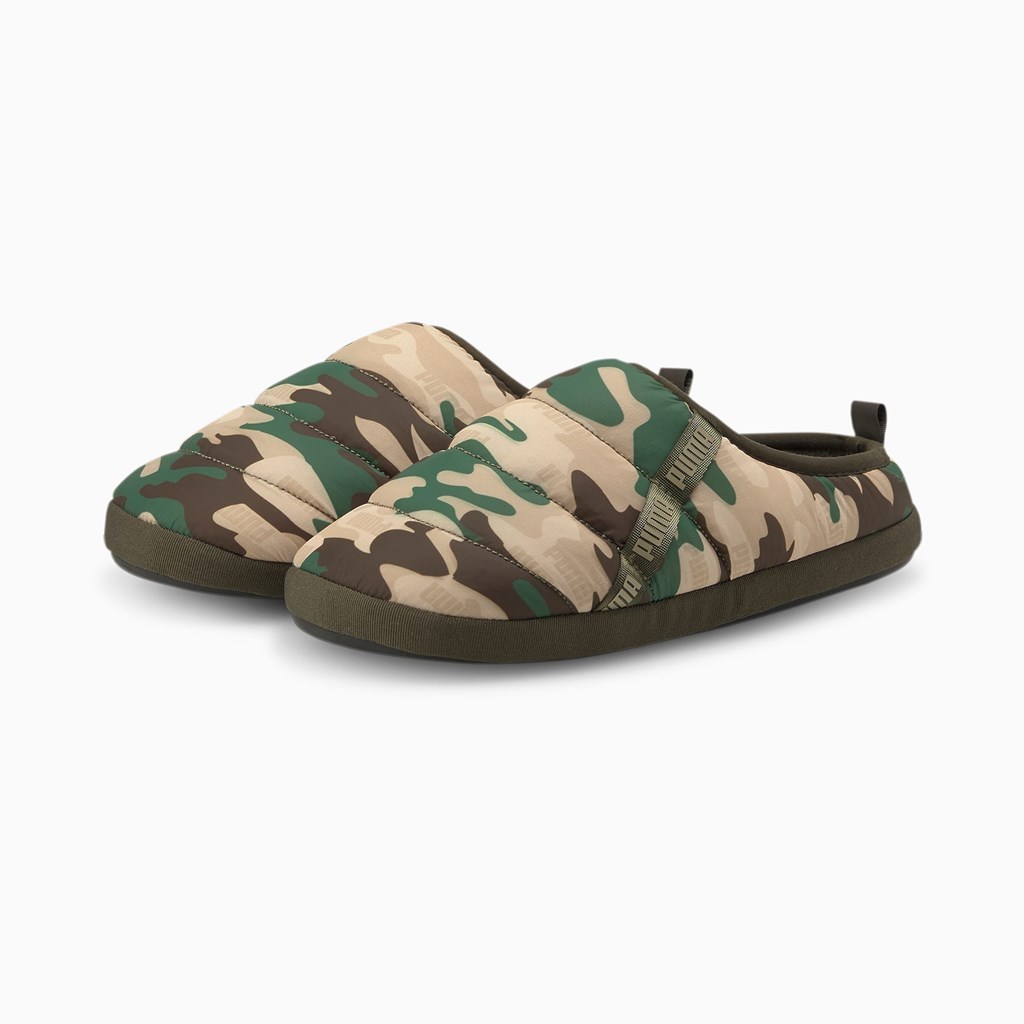 Forest Night / Tapioca / Pink Sand Puma Scuff Camo Women's Slippers | 3401SQAVZ