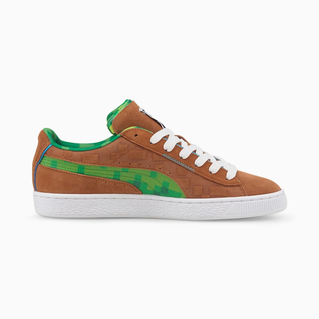 Friar Brown / Fern Green Puma PUMA x MINECRAFT Suede Men's Sneakers | 7862LZKWJ