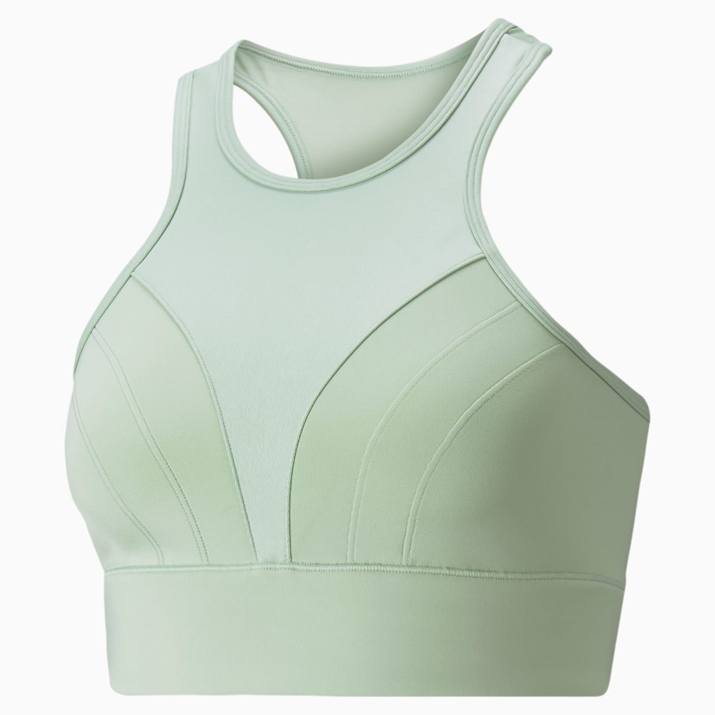 Frosty Green Puma Moto Training Women's Sports Bra | 6147NIZVP