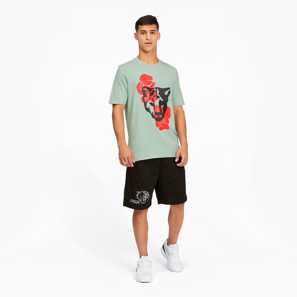 Frosty Green Puma Qualifier Basketball Short Sleeve Men's Tee | 2490GWSDK