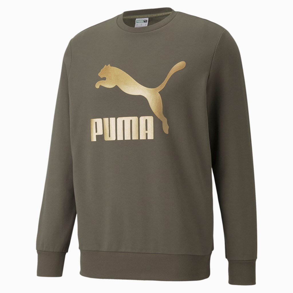 Grape Leaf Puma Classics Logo Crew Neck Men's Sweater | 6972HYSDW