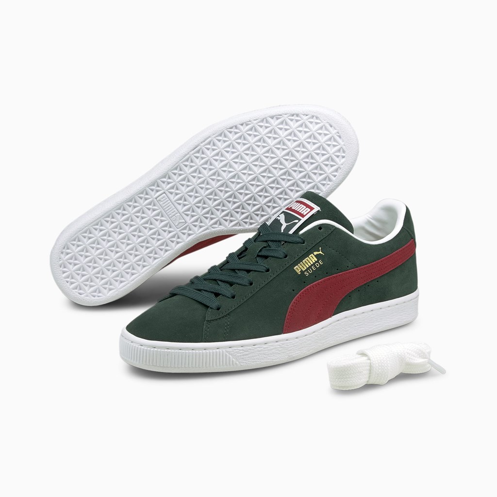 Green Gables / Intense Red / White Puma Suede Classic XXI Men's Sneakers | 4532NUTOI