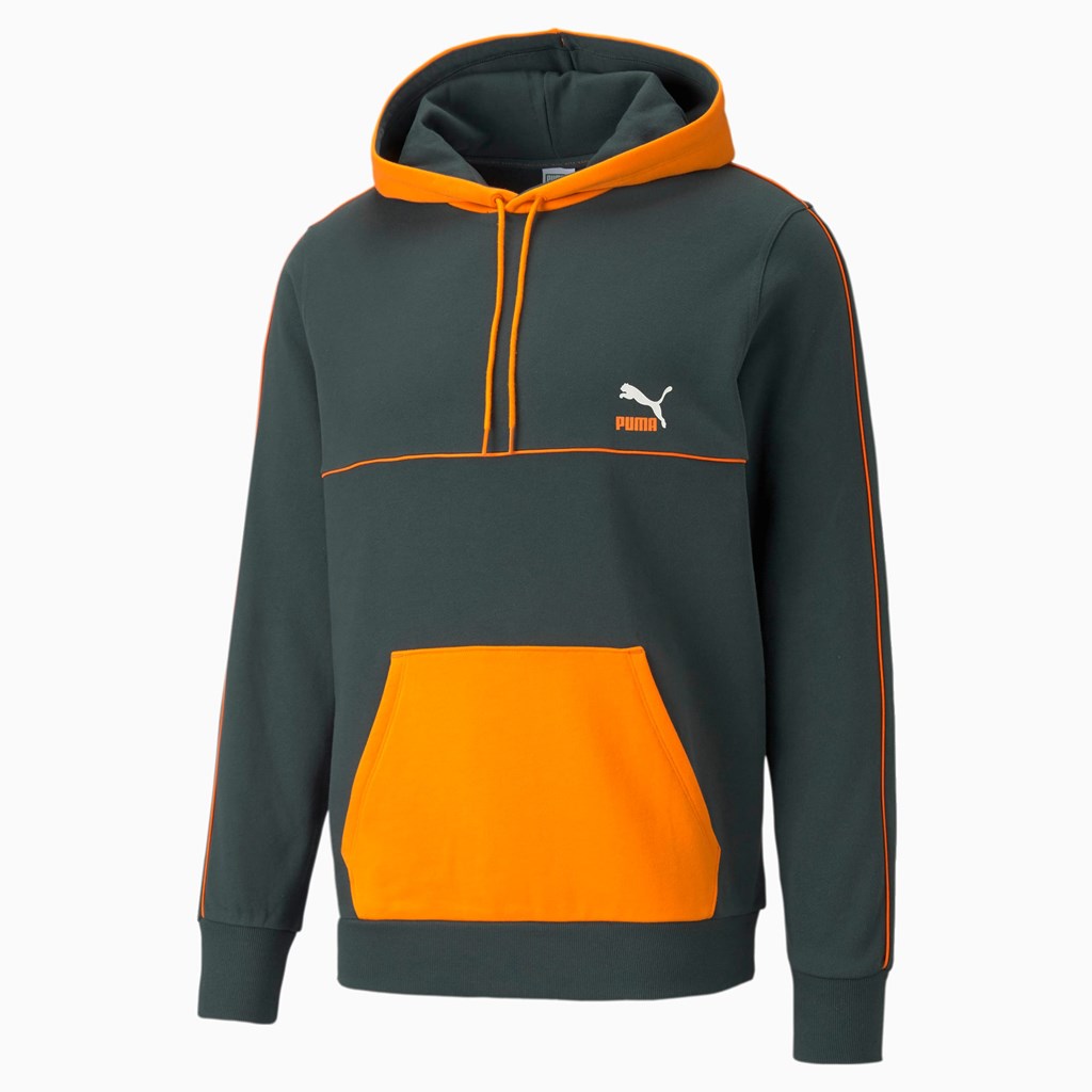 Green Gables Puma CLSX Piped Regular Men's Hoodie | 1685GIYTS