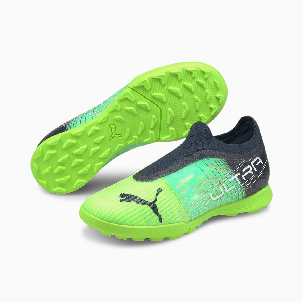 Green Glare / Elektro Aqua / Spellbound Puma ULTRA 3.3 TT JR Boys' Soccer Cleats | 2091QRFDK