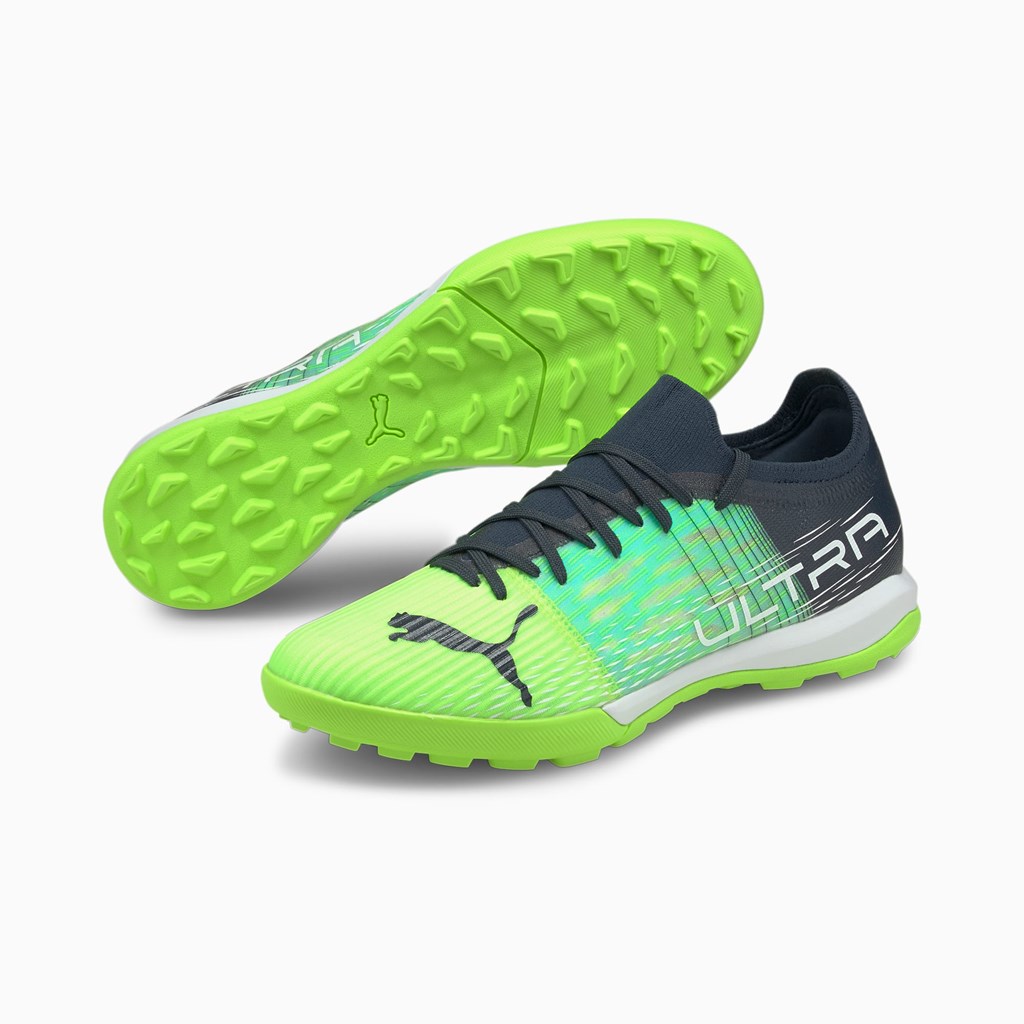 Green Glare / Elektro Aqua / Spellbound Puma ULTRA 3.3 TT Men's Soccer Cleats | 9841KGWTE