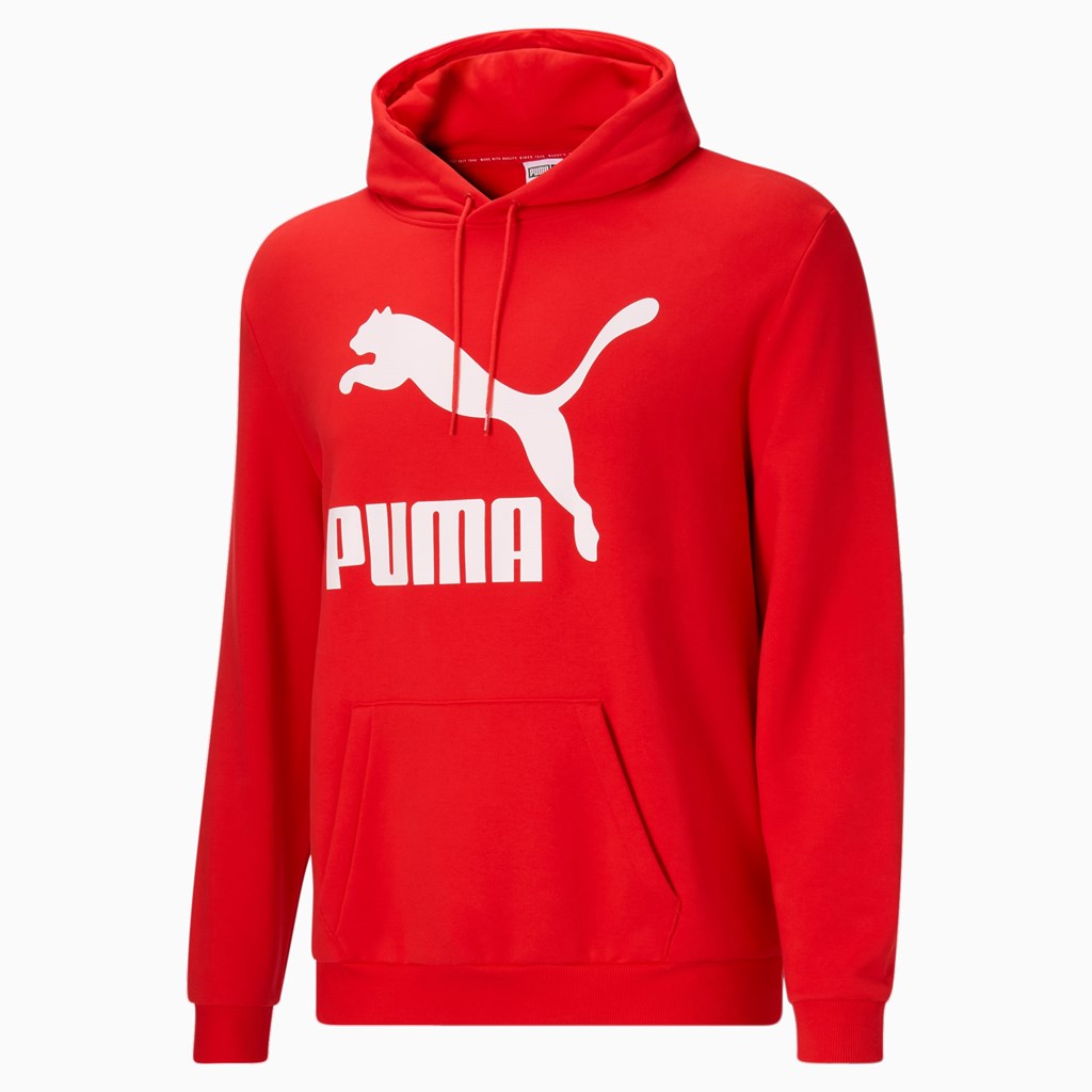 High Risk Red / White Puma Classic Logo Hoodie FL BT Men's Hoodie | 5071PHKIW