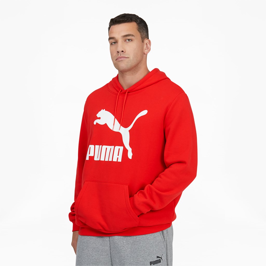 High Risk Red / White Puma Classic Logo Hoodie FL BT Men\'s Hoodie | 5071PHKIW