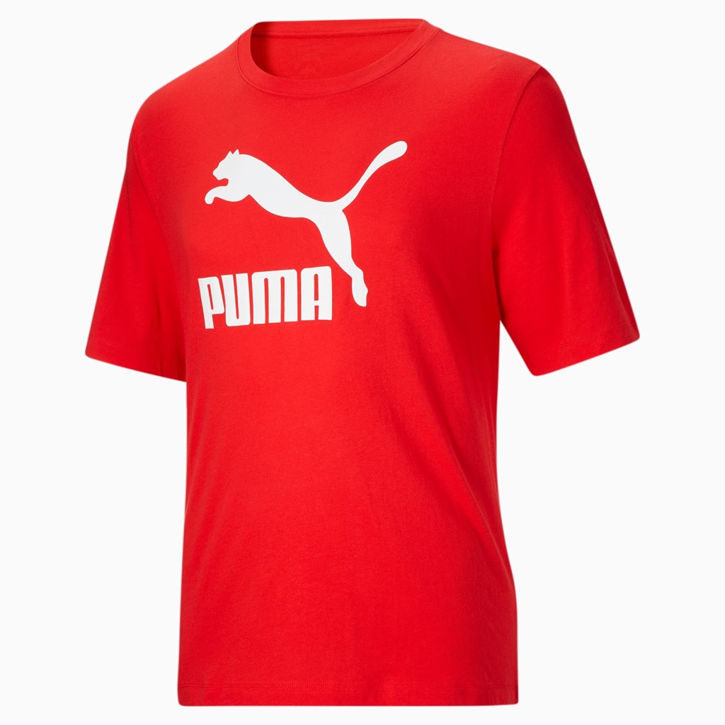 High Risk Red / White Puma Classics Logo BT Men's Tee | 6503EQAUZ