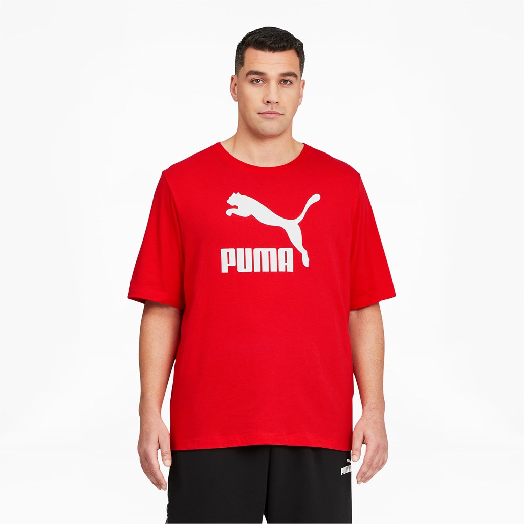 High Risk Red / White Puma Classics Logo BT Men\'s Tee | 6503EQAUZ