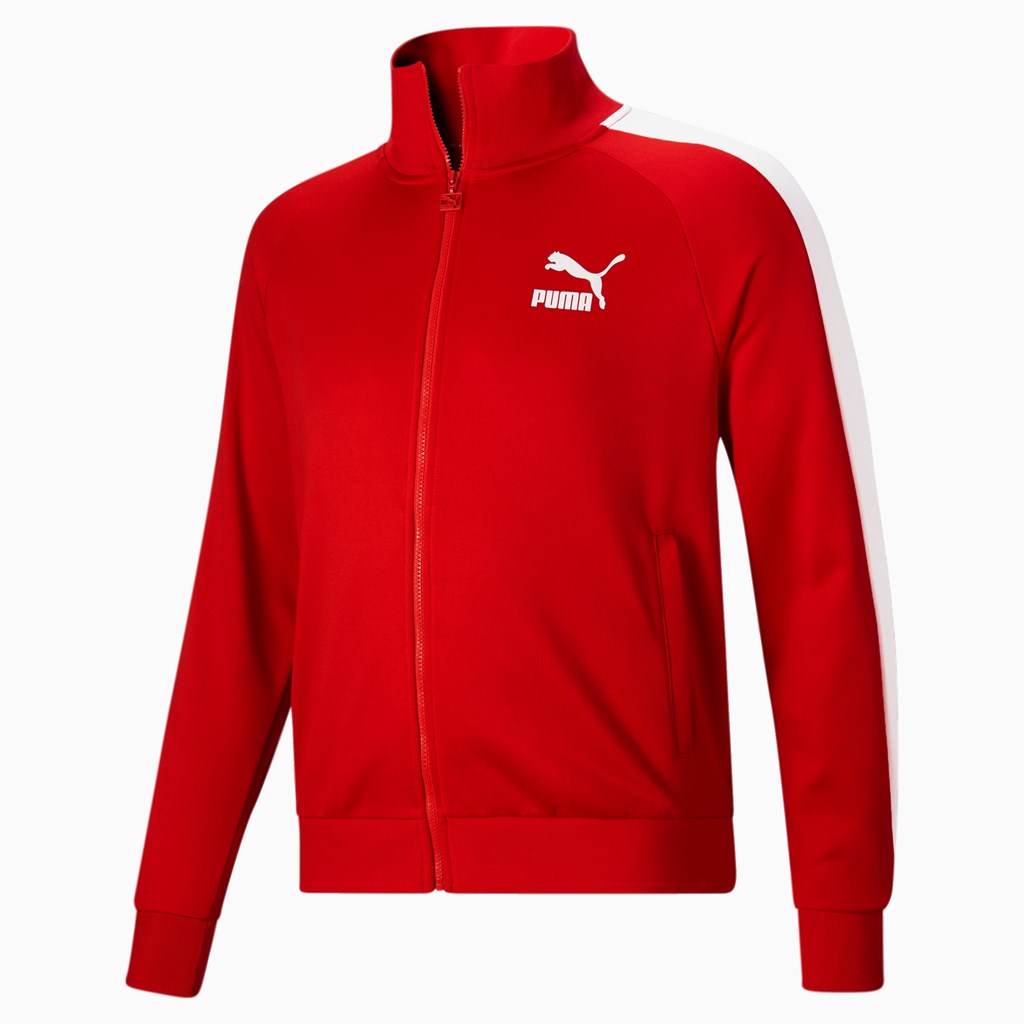 High Risk Red / White Puma Iconic T7 Track BT Men's Jacket | 3458ZBGCP