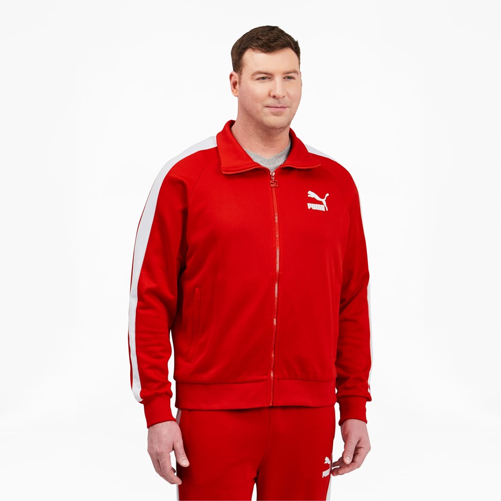 High Risk Red / White Puma Iconic T7 Track BT Men\'s Jacket | 3458ZBGCP