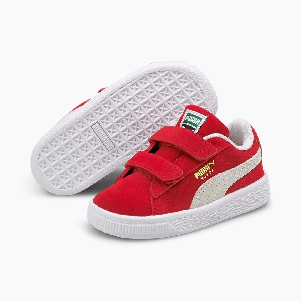 High Risk Red / White Puma Suede Classic XXI AC Toddler Girls' Sneakers | 0479QEZRY