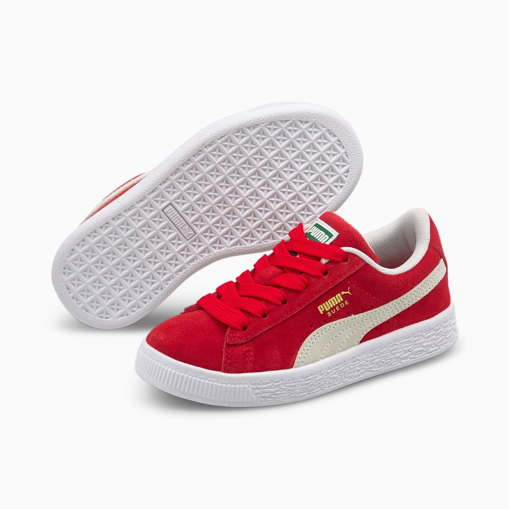 High Risk Red / White Puma Suede Classic XXI Little Boys' Sneakers | 7480JHPCE