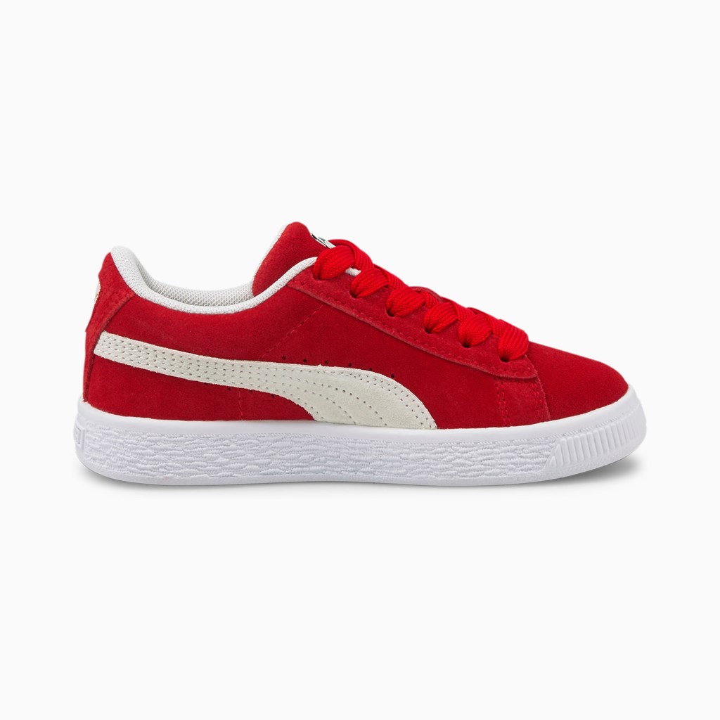 High Risk Red / White Puma Suede Classic XXI Little Boys' Sneakers | 7480JHPCE