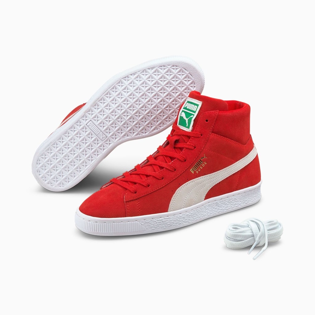 High Risk Red / White Puma Suede Mid XXI Men's Sneakers | 1845FRDGT