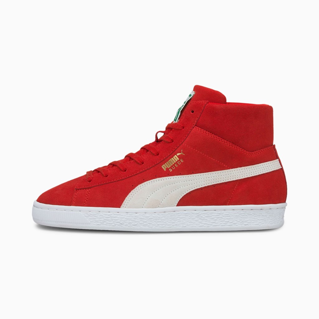 High Risk Red White Puma Suede Mid XXI Women\'s Sneakers | 4982CASKF