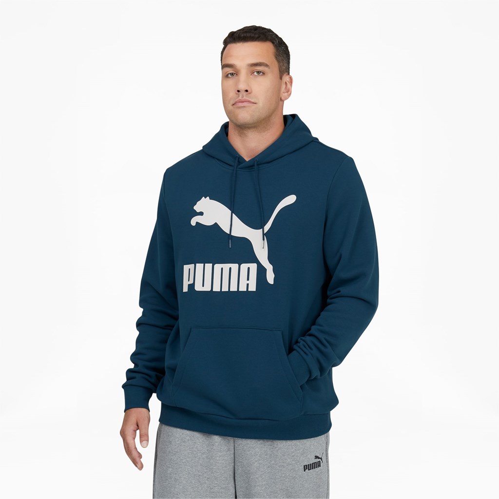 Intense Blue Puma Classics Logo FL BT Men\'s Hoodie | 8053RKDLW