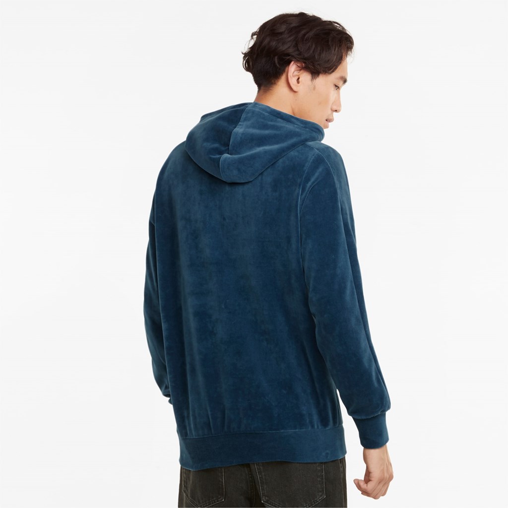 Intense Blue Puma Iconic T7 Velour Men's Hoodie | 7680DJLSB