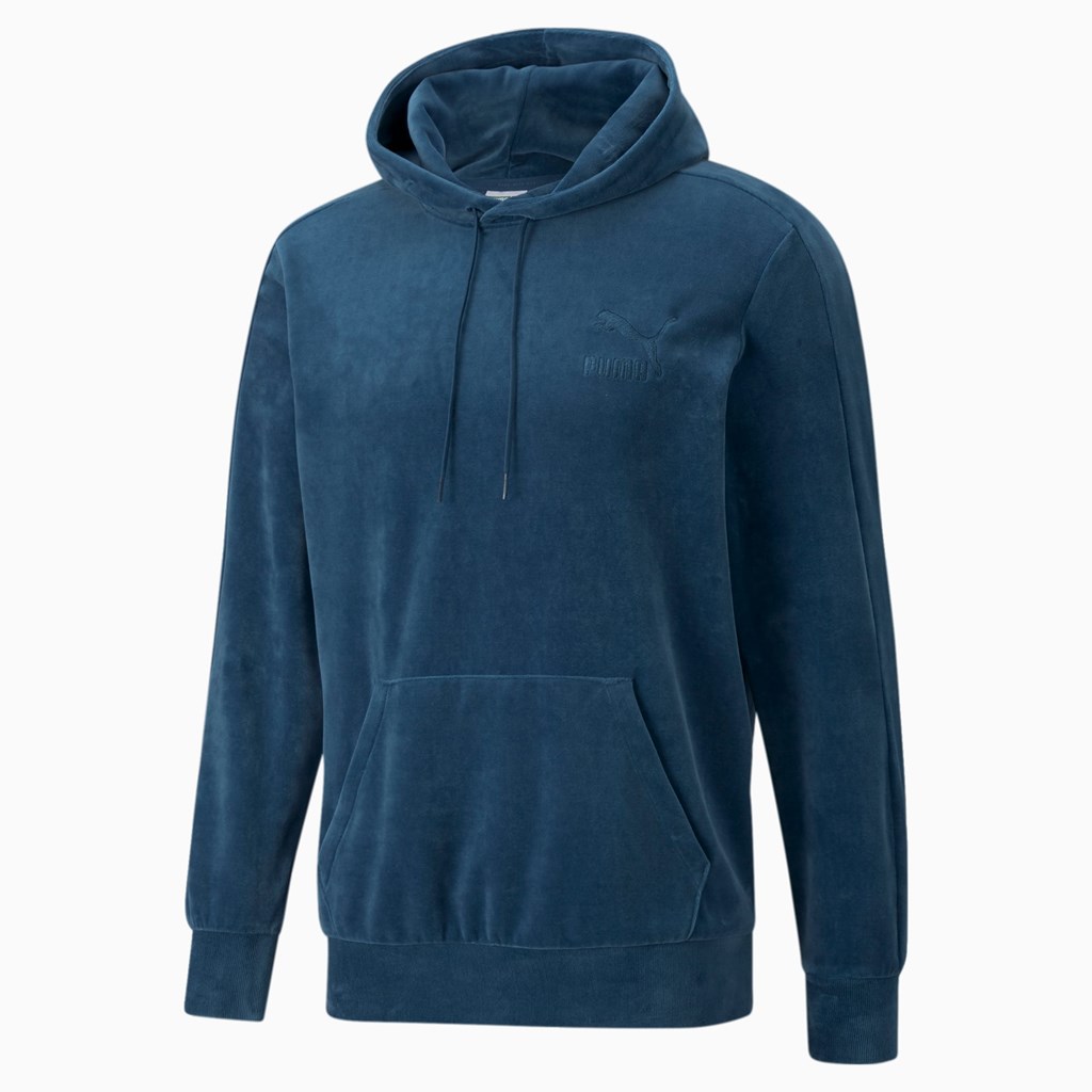 Intense Blue Puma Iconic T7 Velour Men's Hoodie | 7680DJLSB