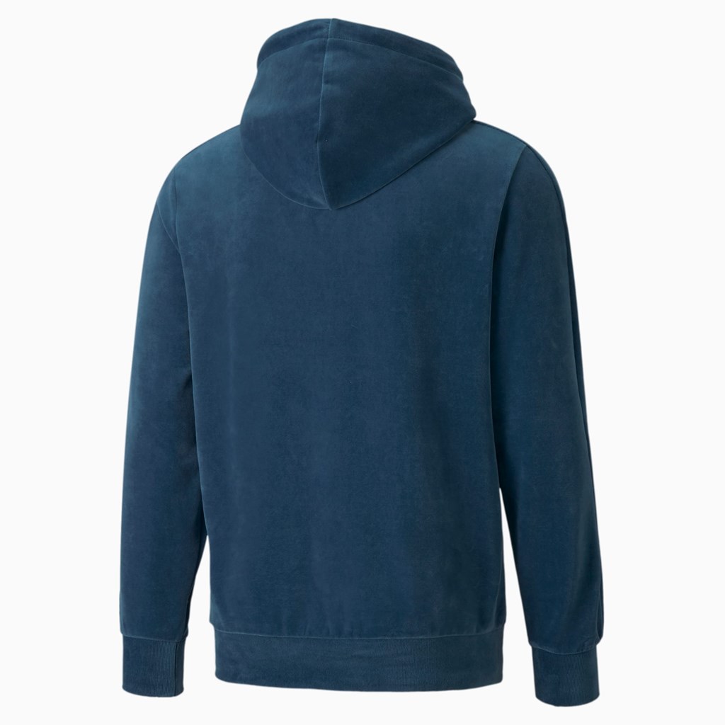 Intense Blue Puma Iconic T7 Velour Men's Hoodie | 7680DJLSB