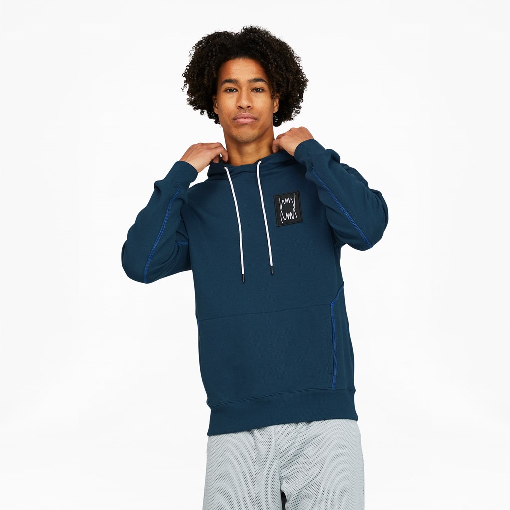 Intense Blue Puma Pivot Basketball Men\'s Hoodie | 7390ZXFJY