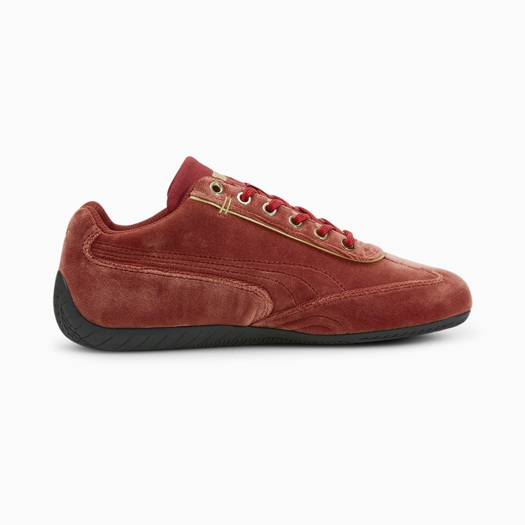 Intense Red Team Gold Puma Speedcat Velvet  Women's Sneakers | 4615DLPGU