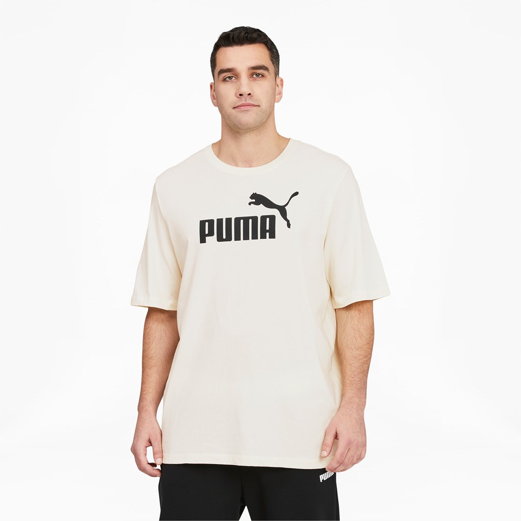 Ivory Glow / Black Puma Essentials Logo BT Men\'s Tee | 8917TYFIM