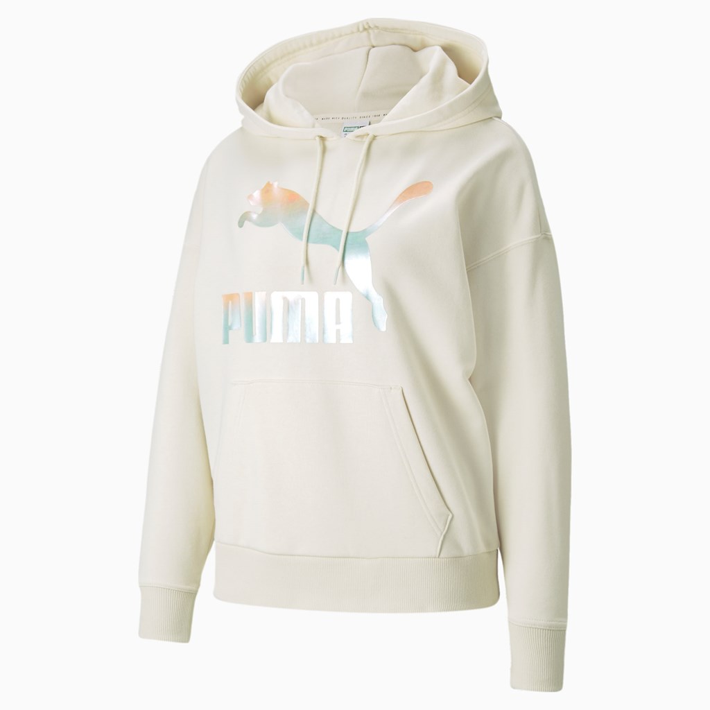 Ivory Glow / Gloaming Puma Classics Logo Women's Hoodie | 1279NZVBD