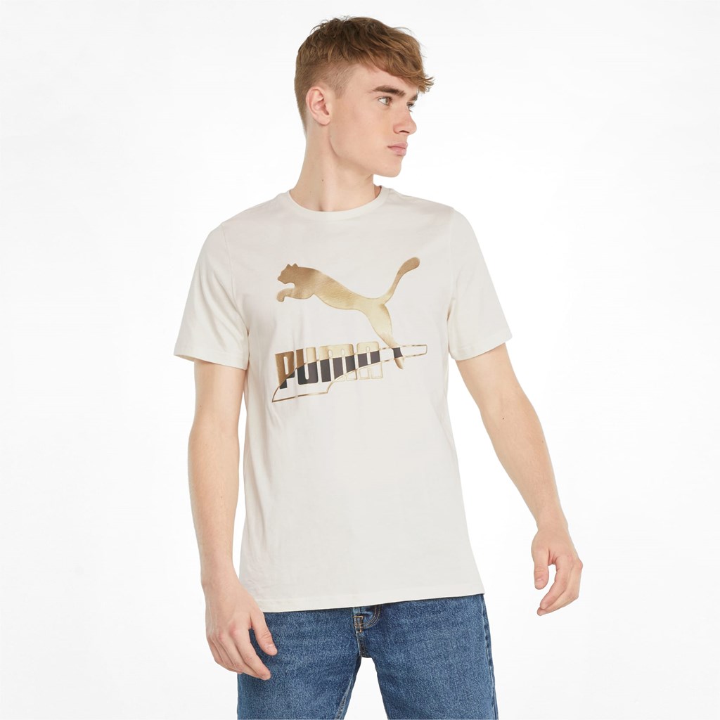 Ivory Glow Puma Classics Graphics Men\'s Tee | 0176SGVRO