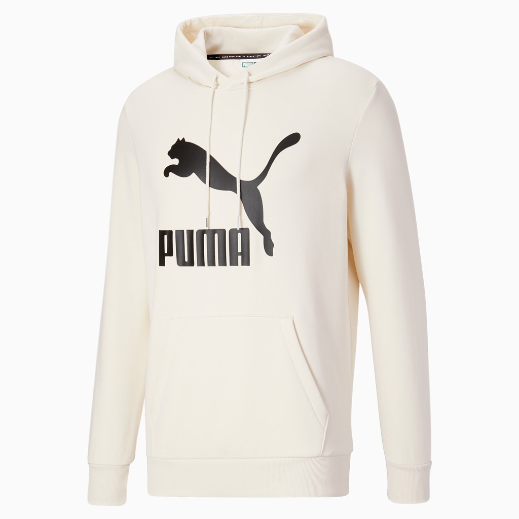 Ivory Glow Puma Classics Logo Hoodie FL Men\'s Hoodie | 6342BRJLQ