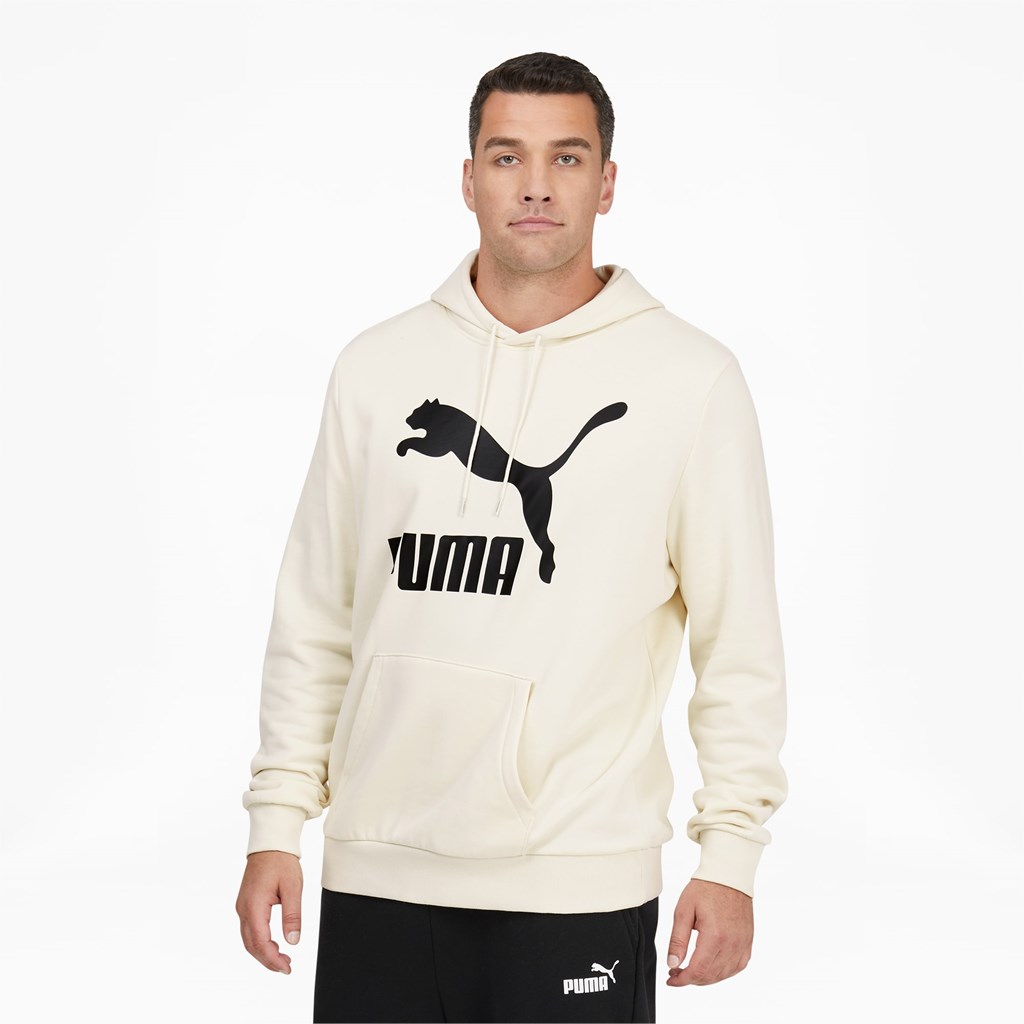 Ivory Glow Puma Classics Logo Hoodie FL BT Men\'s Hoodie | 8973SYDMO