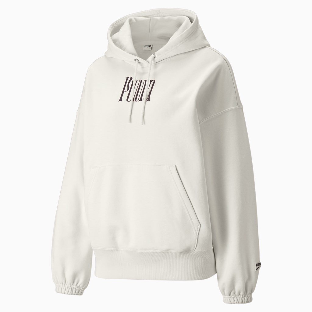 Ivory Glow Puma Downtown Graphic Women's Hoodie | 7456LMJYP