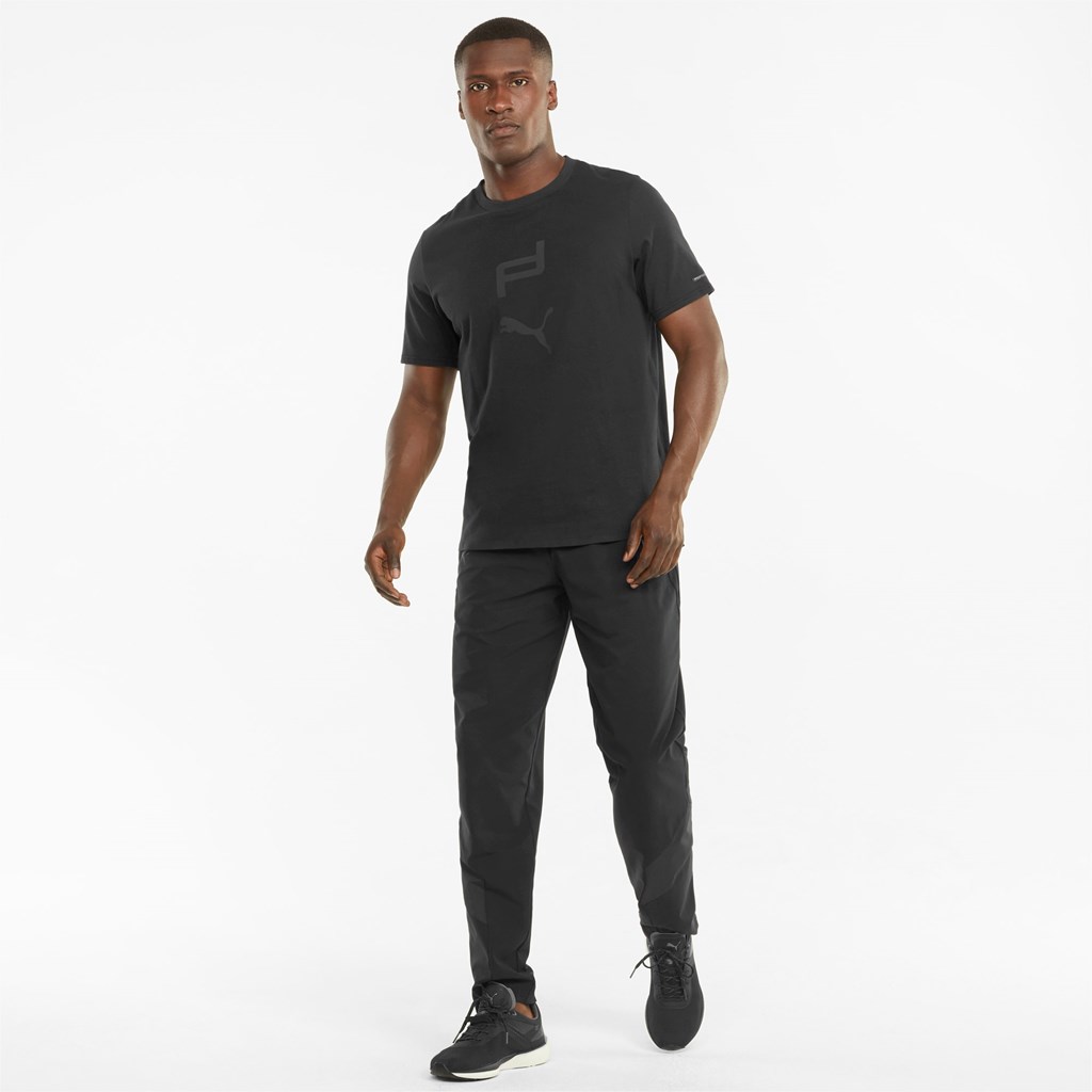 Jet Black Puma Porsche Design Graphic Men's Tee | 7493URCJT