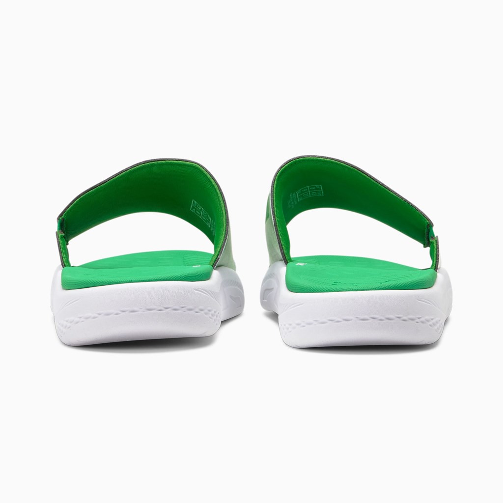 Kelly Green / Flame Scarlet / White Puma Italy Softride Men's Slides | 5369CAPZS