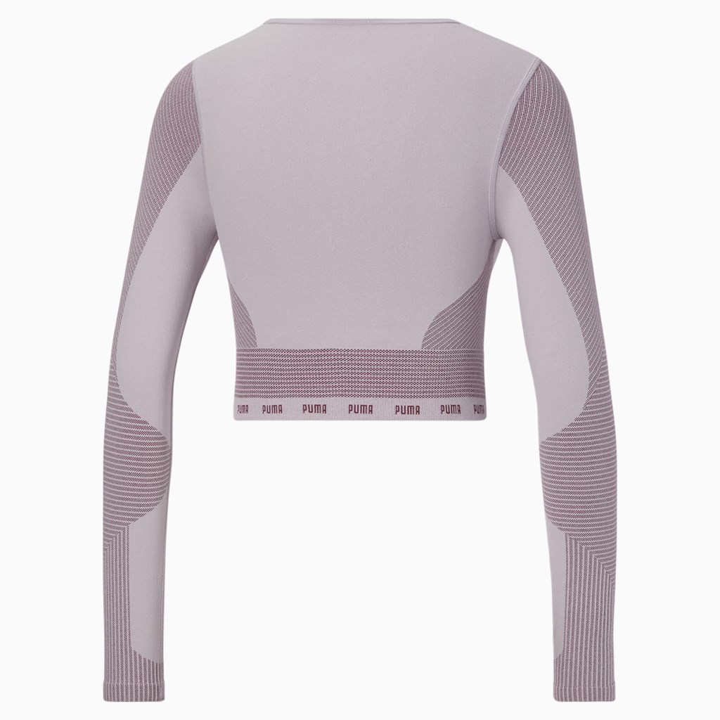 Lavender Fog / Grape Wine Puma FORMKNIT SEAMLESS Long Sleeve Training Women's Tee | 4019HWBAP