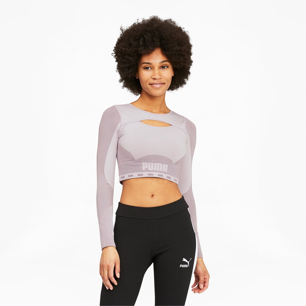 Lavender Fog / Grape Wine Puma FORMKNIT SEAMLESS Long Sleeve Training Women\'s Tee | 4019HWBAP