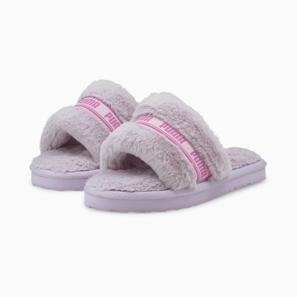 Lavender Fog / Opera Mauve Puma Fluff Little Girls' Slippers | 6427NIJZP