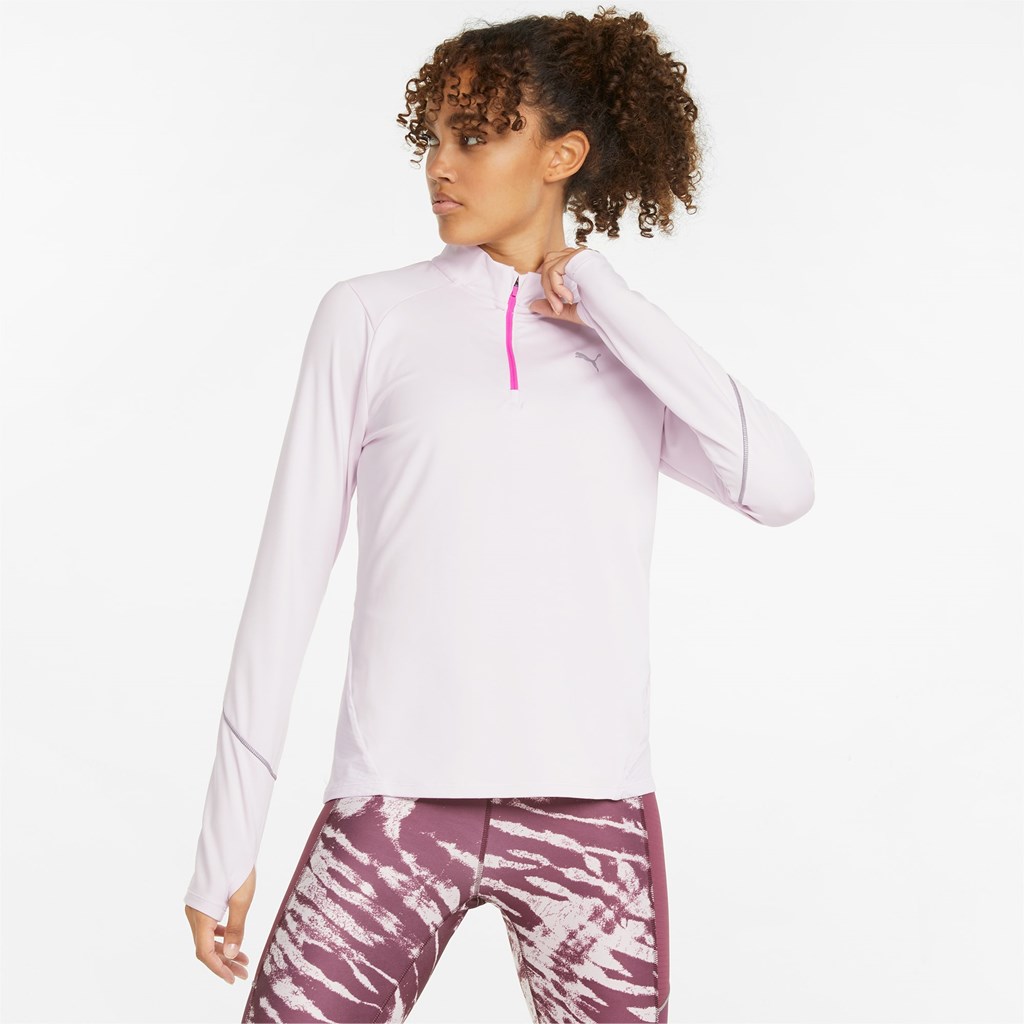 Lavender Fog Puma 5K Knit Half-Zip Women\'s Running Top | 0486ZDMLW