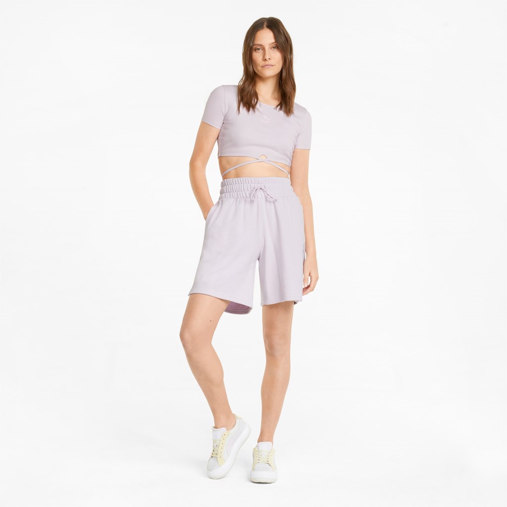 Lavender Fog Puma Classics High-Waist Women's Shorts | 6549WJTGY