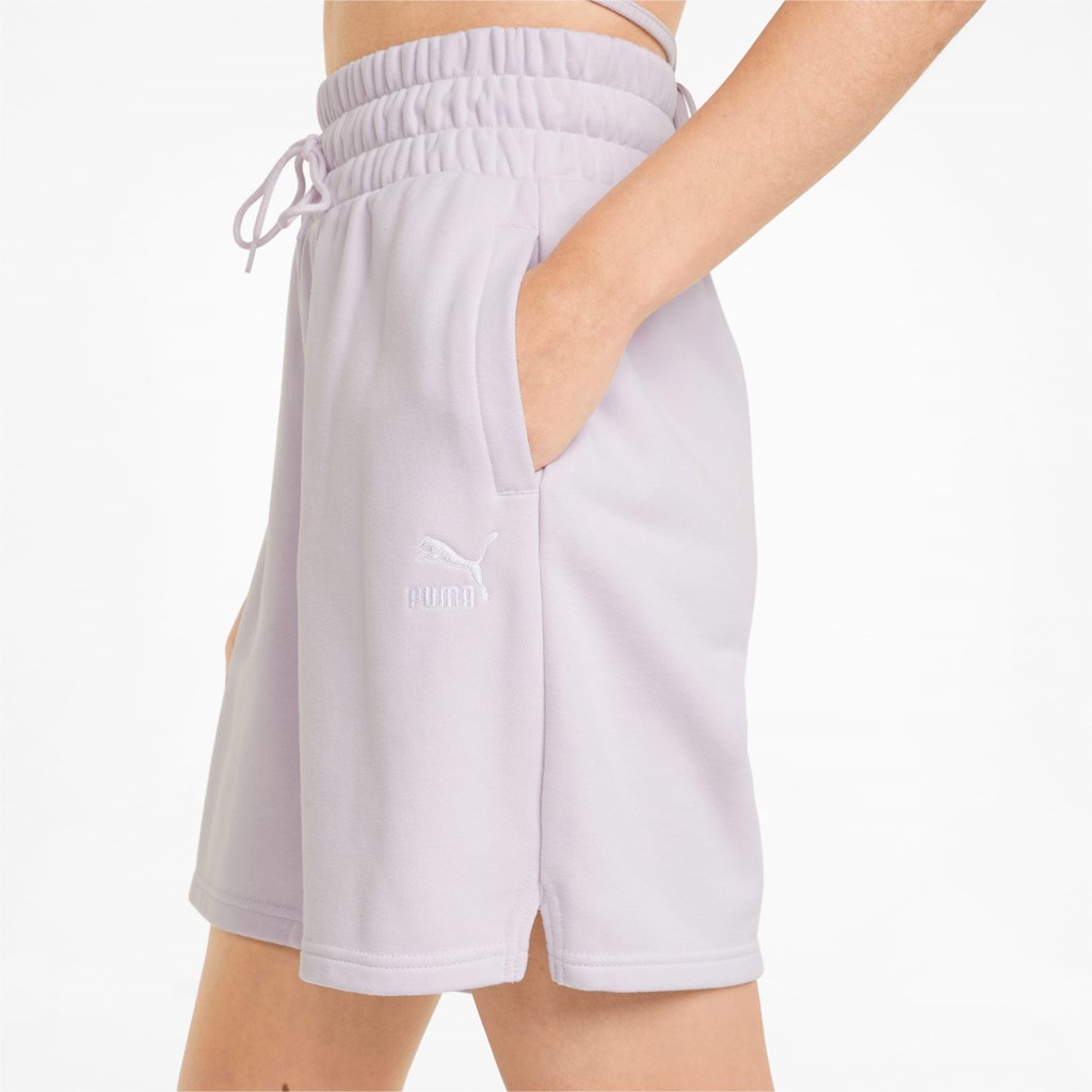 Lavender Fog Puma Classics High-Waist Women's Shorts | 6549WJTGY