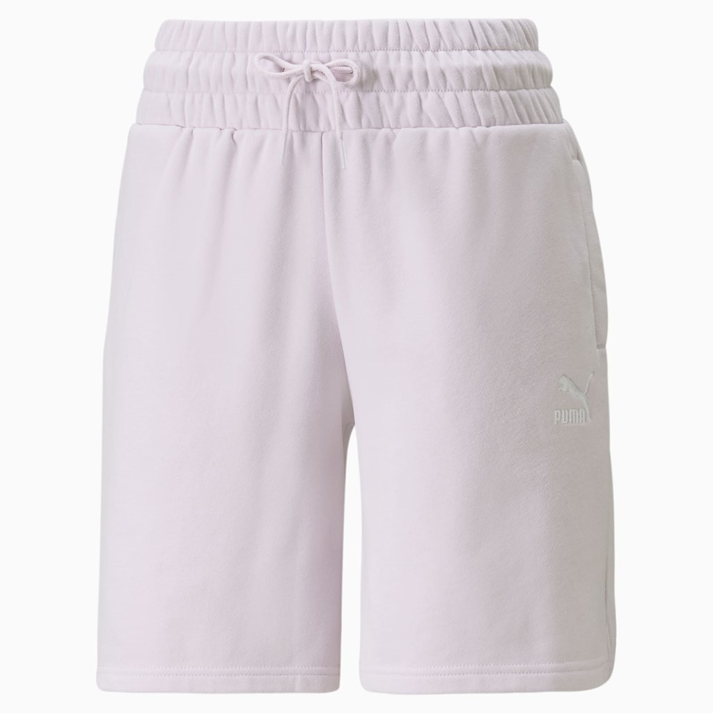 Lavender Fog Puma Classics High-Waist Women's Shorts | 6549WJTGY