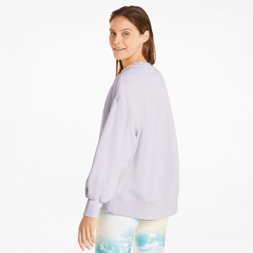 Lavender Fog Puma Classics Oversized Crew Women's Sweatshirt | 4529MWGBL