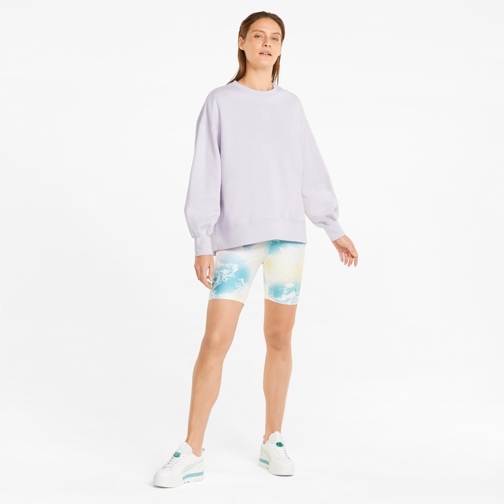 Lavender Fog Puma Classics Oversized Crew Women's Sweatshirt | 4529MWGBL