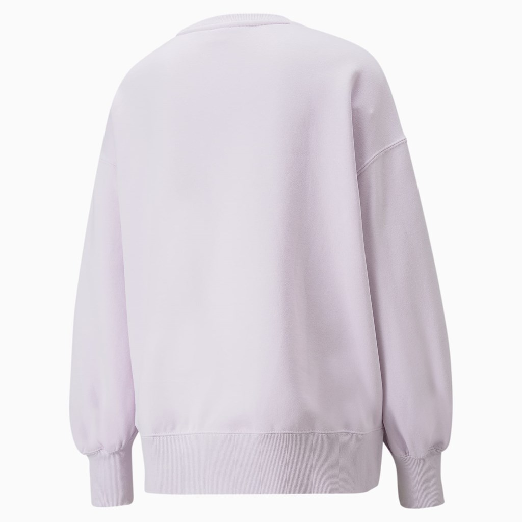 Lavender Fog Puma Classics Oversized Crew Women's Sweatshirt | 4529MWGBL