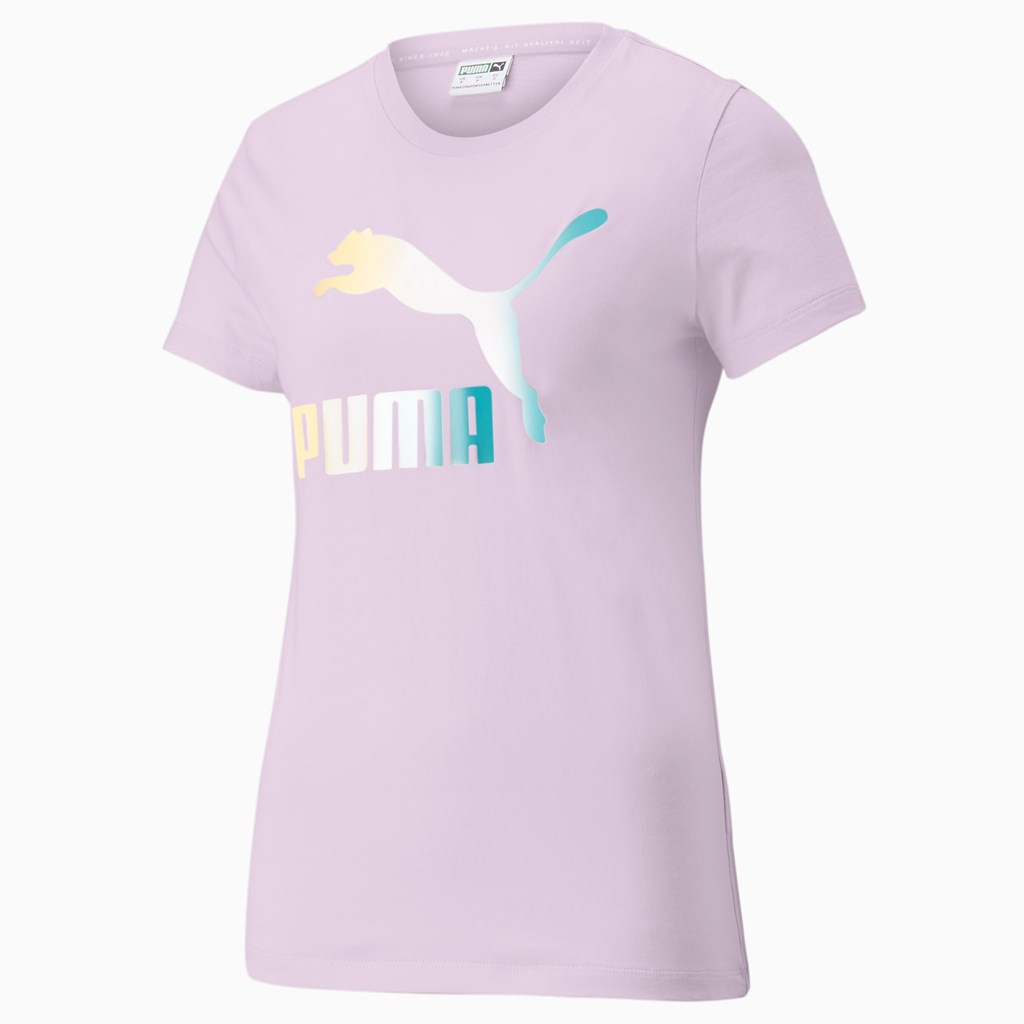 Lavender Fog Puma Crystal Galaxy Graphic Women's Tee | 5483FNCWP