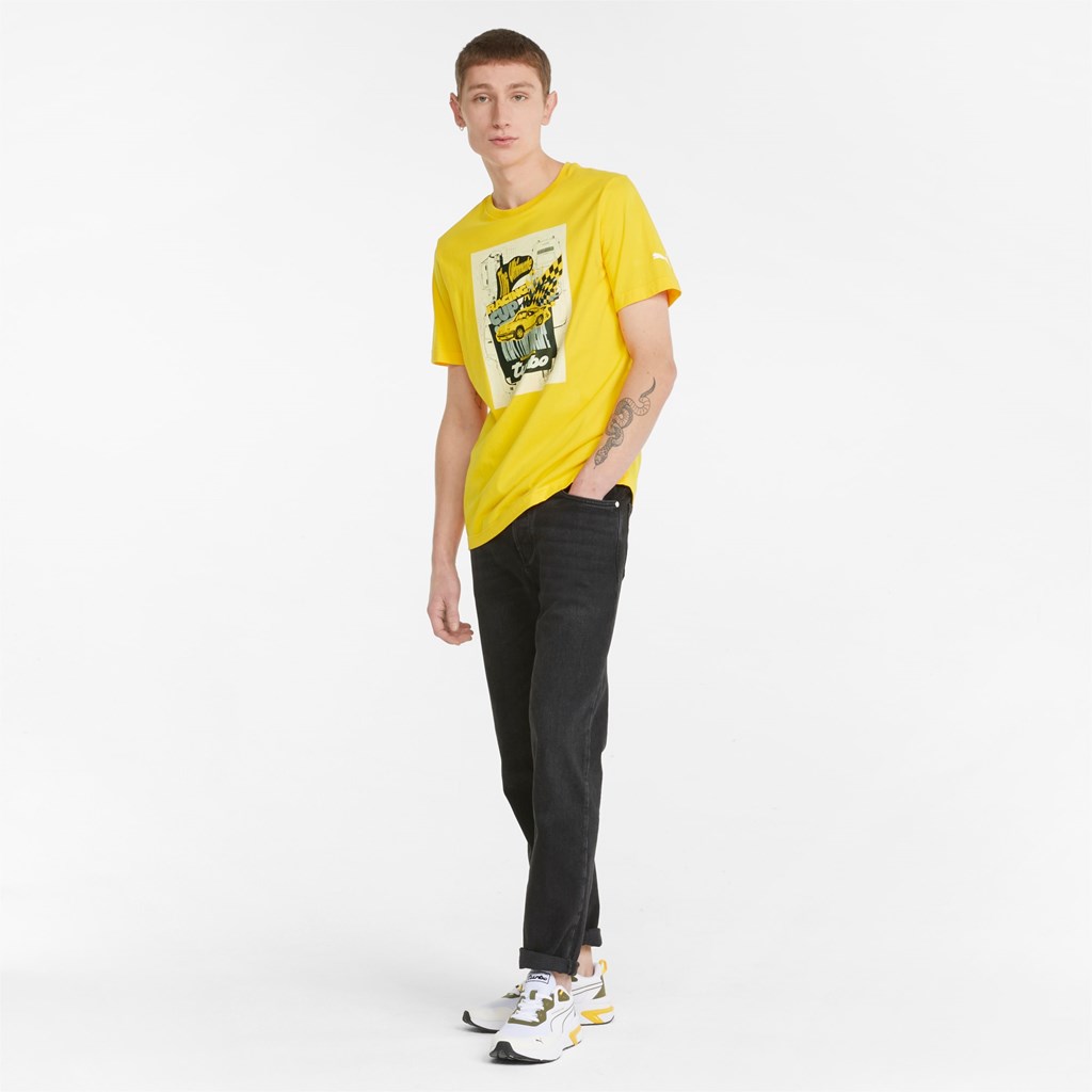 Lemon Chrome Puma Porsche Legacy Graphic Men's Tee | 8574VRGDS