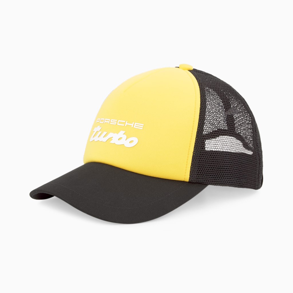 Lemon Chrome Puma Porsche Legacy Trucker Women\'s Cap | 4681LIFKH