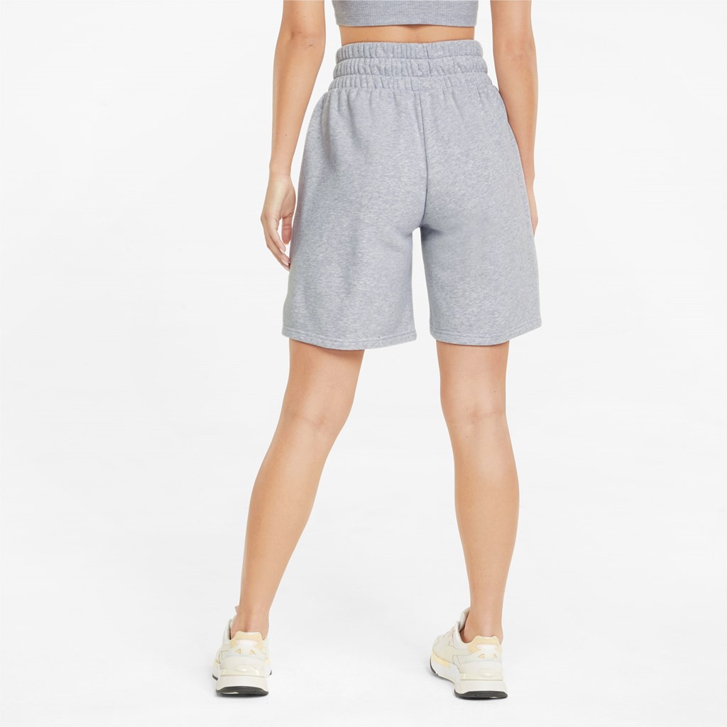 Light Gray Heather Puma Classics High-Waist Women's Shorts | 4783QVWLP